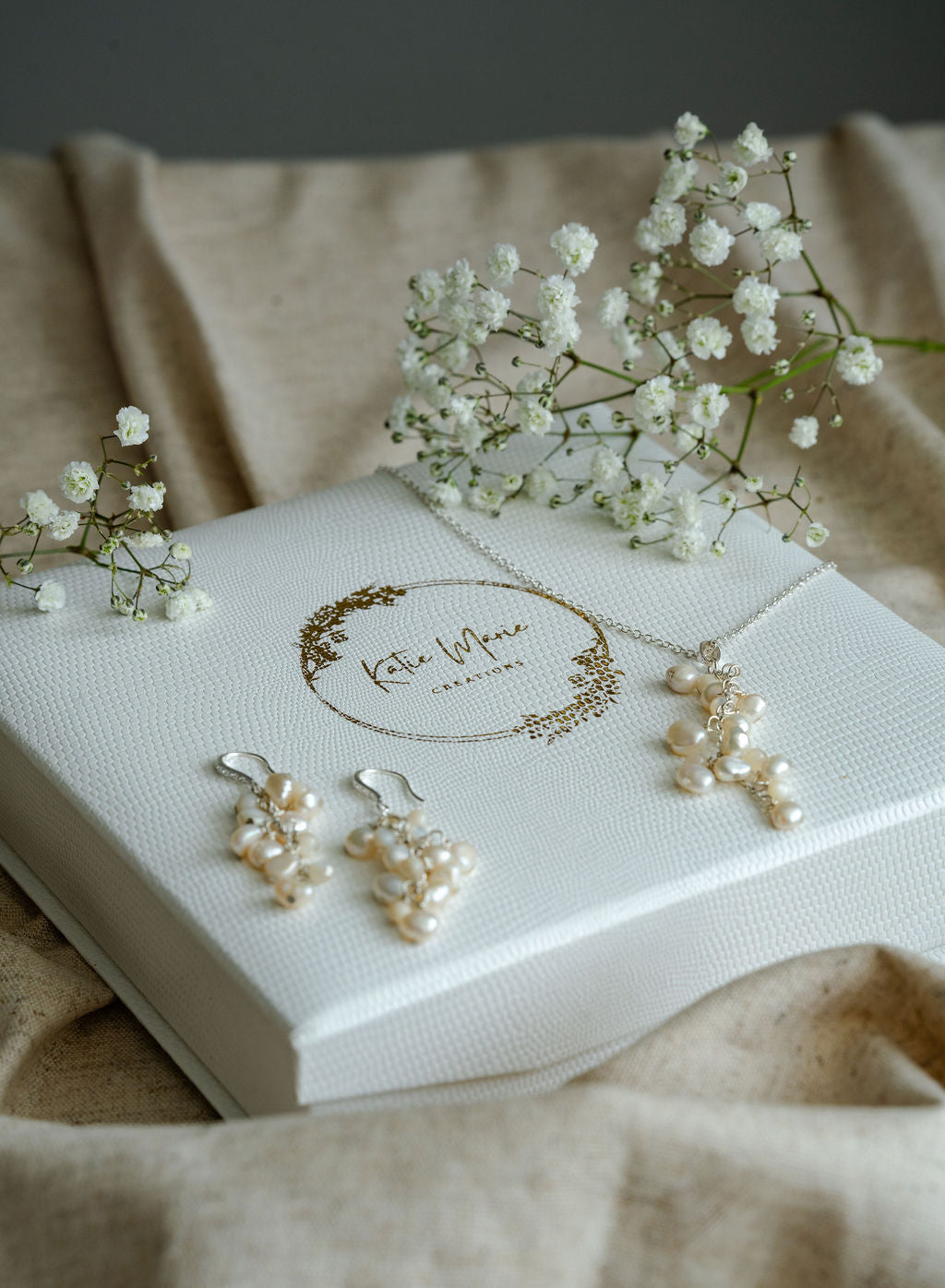 Maria Sterling silver Cluster Pearl Necklace image 2