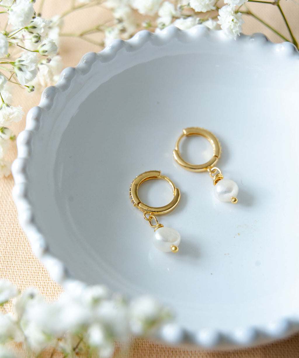 Sophia Gold Pearl Earrings image 0