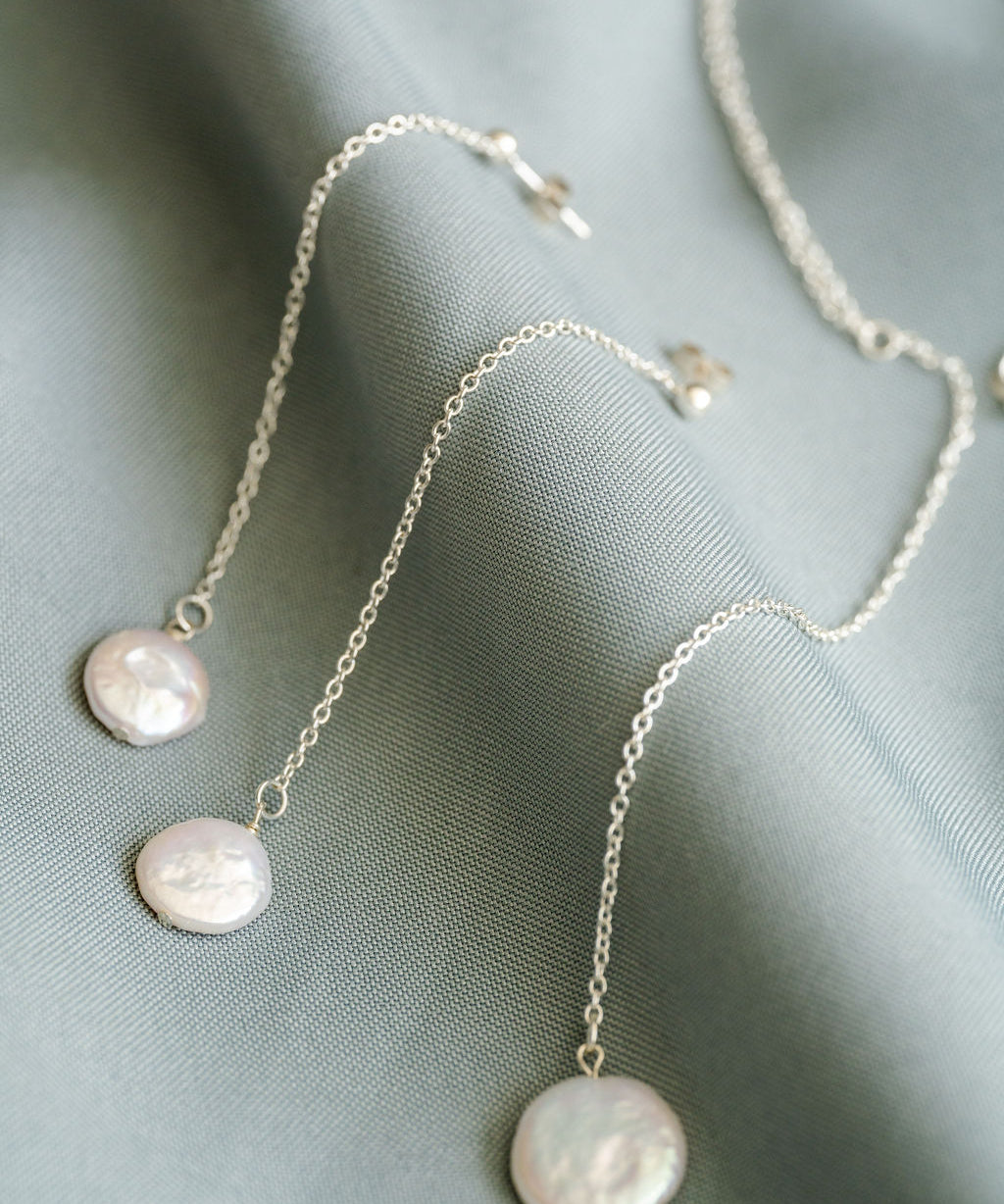 Gina Sterling Silver Pearl drop earrings image 2