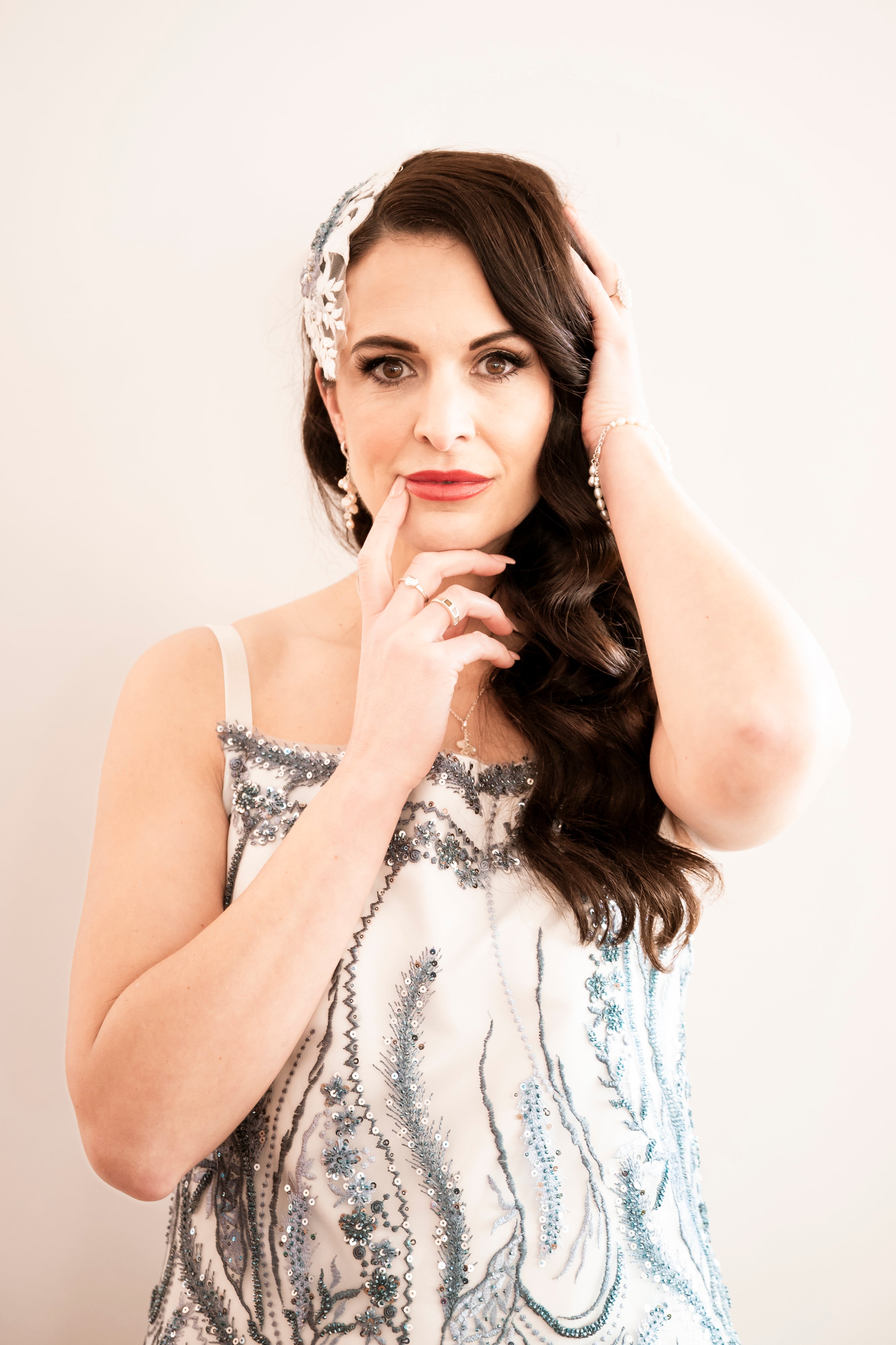 Maria Sterling silver Cluster pearl earrings image 5