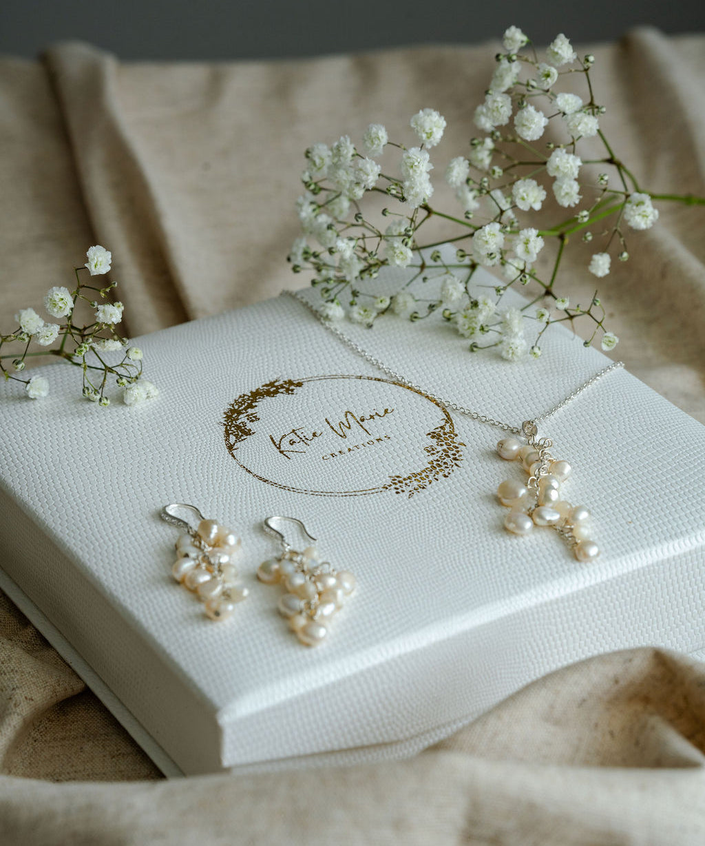 Maria Sterling silver Cluster Pearl Necklace image 2