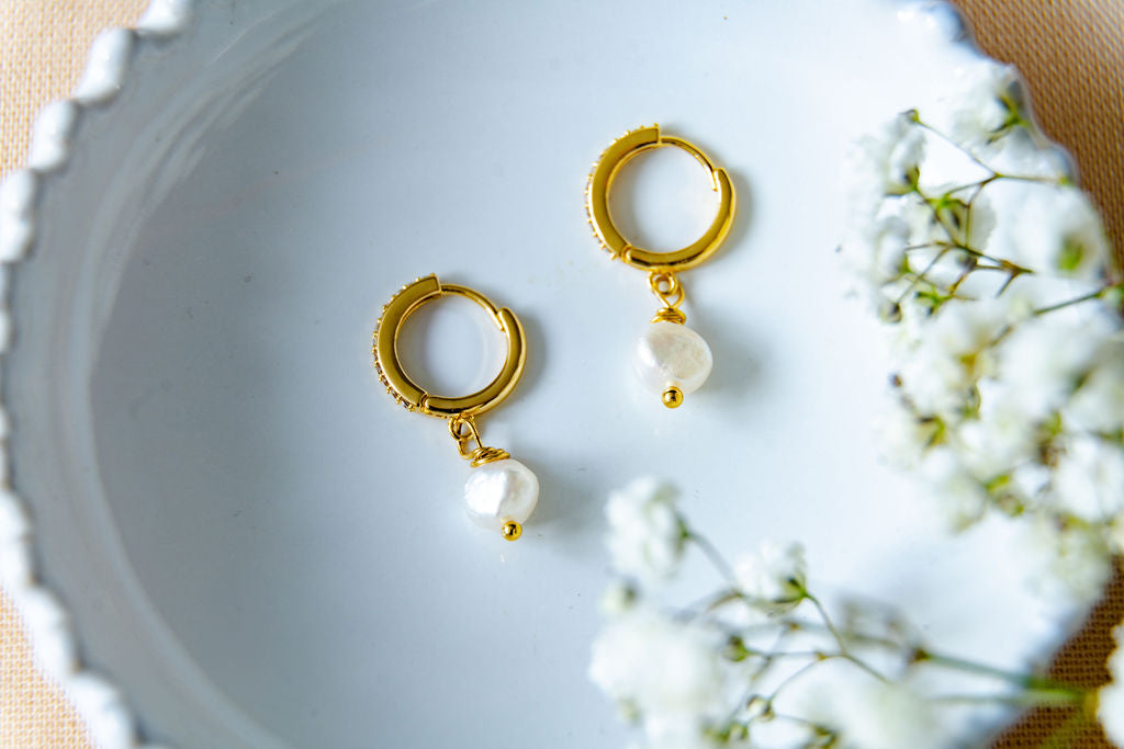 Sophia Gold Pearl Earrings image 4