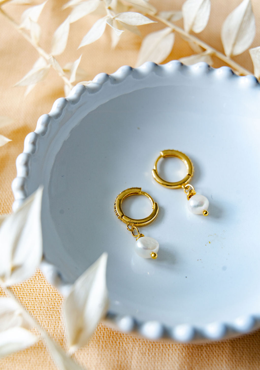 Sophia Gold Pearl Earrings image 2