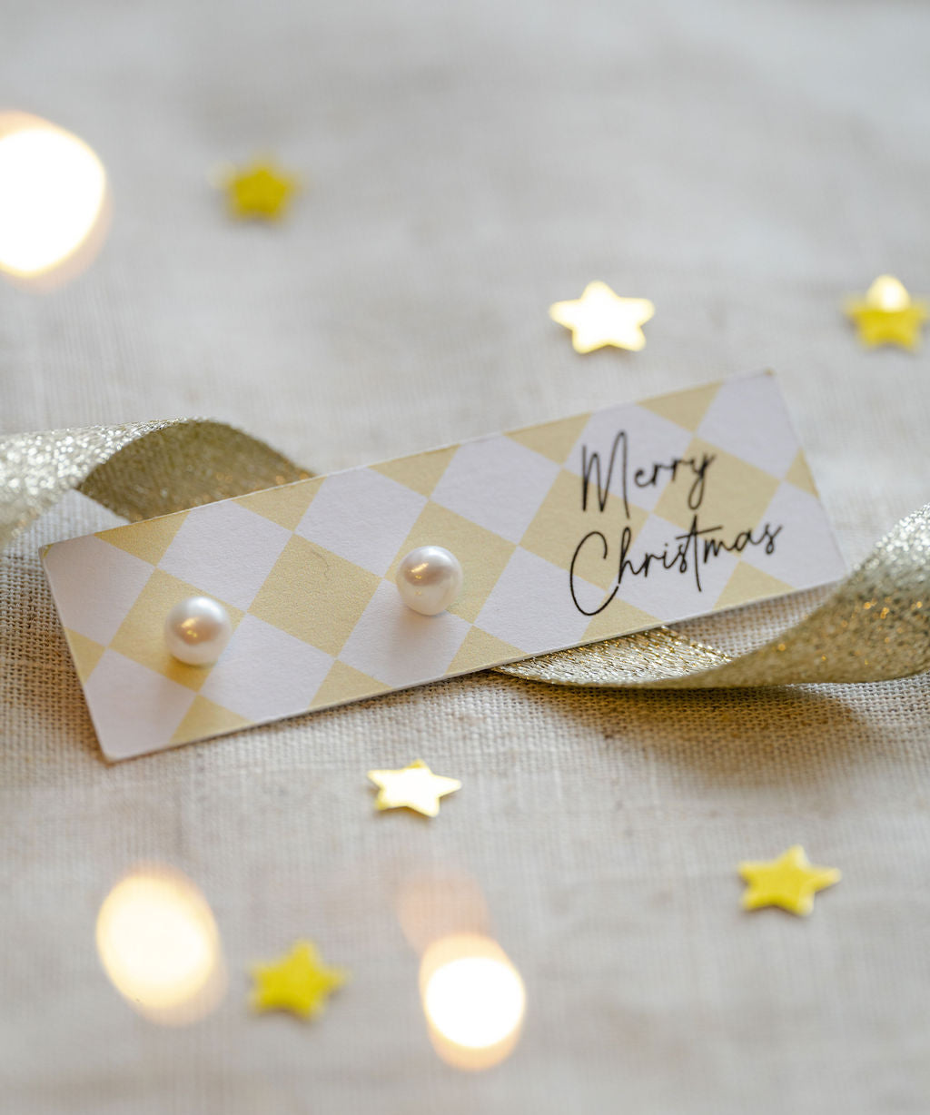 merry christmas pearl earrings gift for her. 