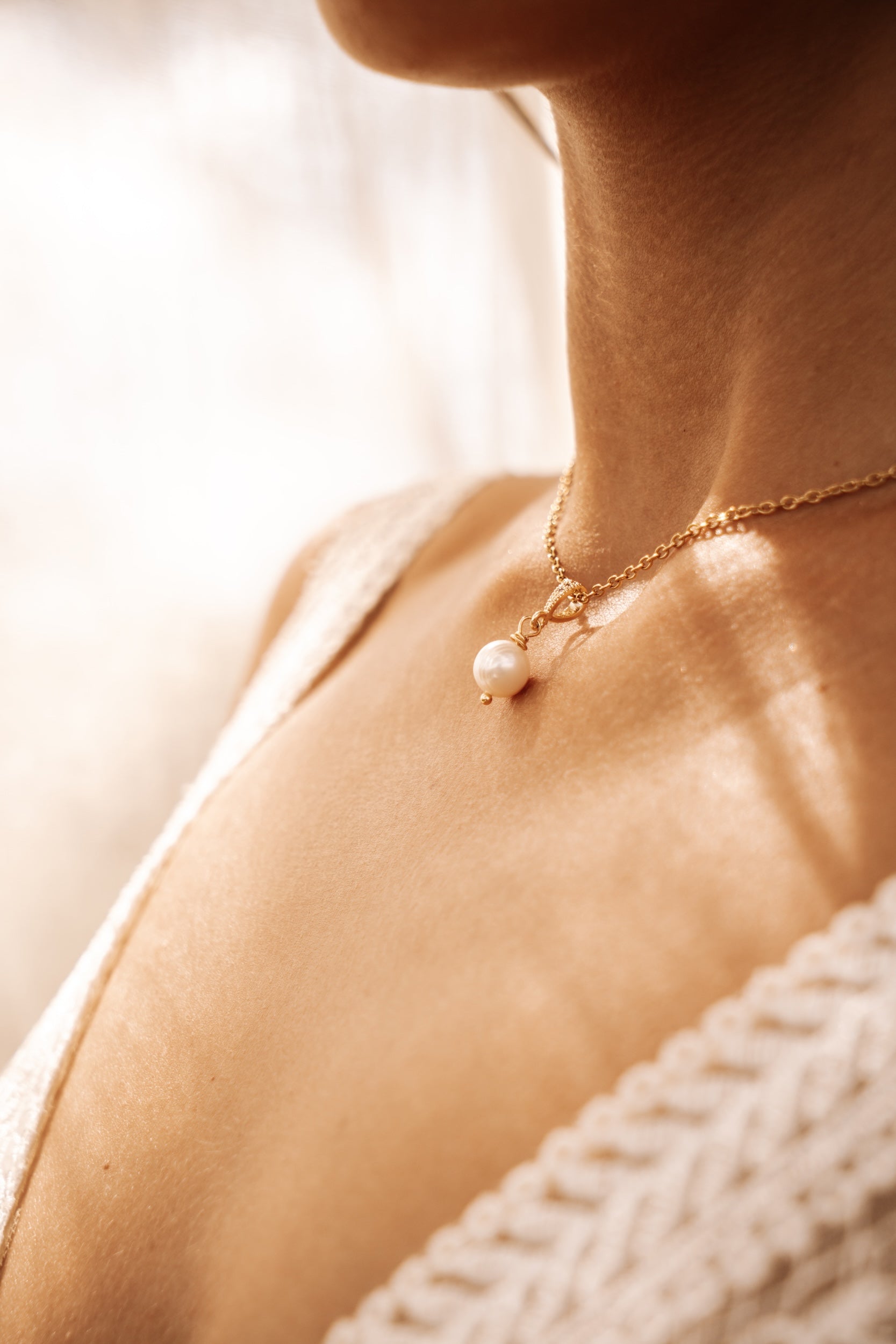 Emily Gold Pearl Necklace