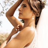 Fleur Gold Pearl Earrings