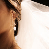 Fleur Gold Pearl Earrings