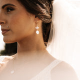 Fleur Gold Pearl Earrings