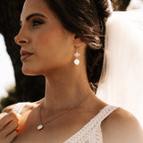 Fleur Gold Pearl Earrings