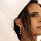 Bride with wedding pearl earrings