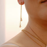 Double Pearl drop 18ct gold plated earrings image 1