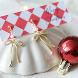 Gold Bow Pearl Drop Earrings