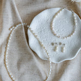 Pearl necklace, pearl earrings and pearl bracelet gift set