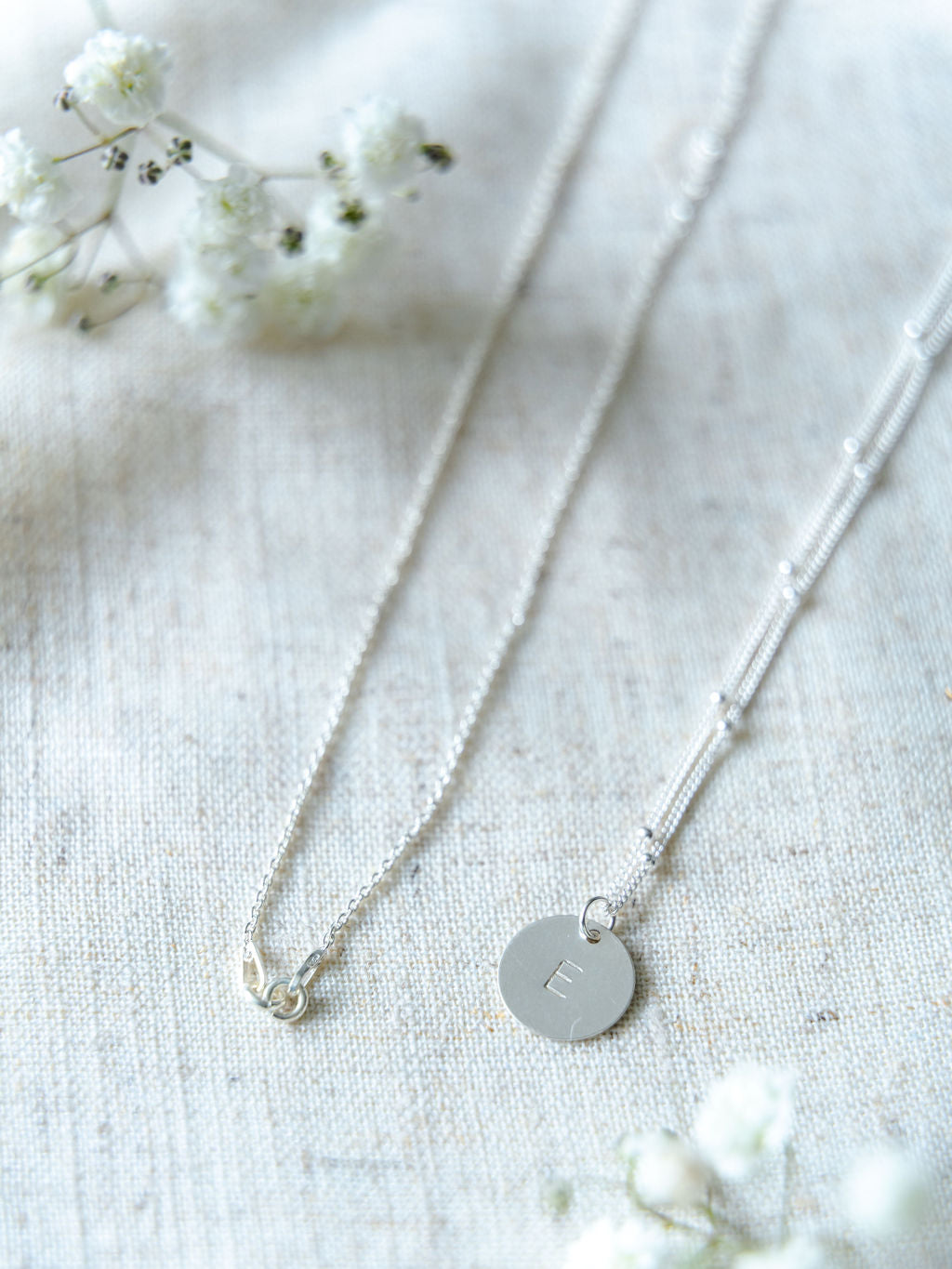 Sterling silver personalised initial necklace with delicate satellite chain makes the perfect gift for her