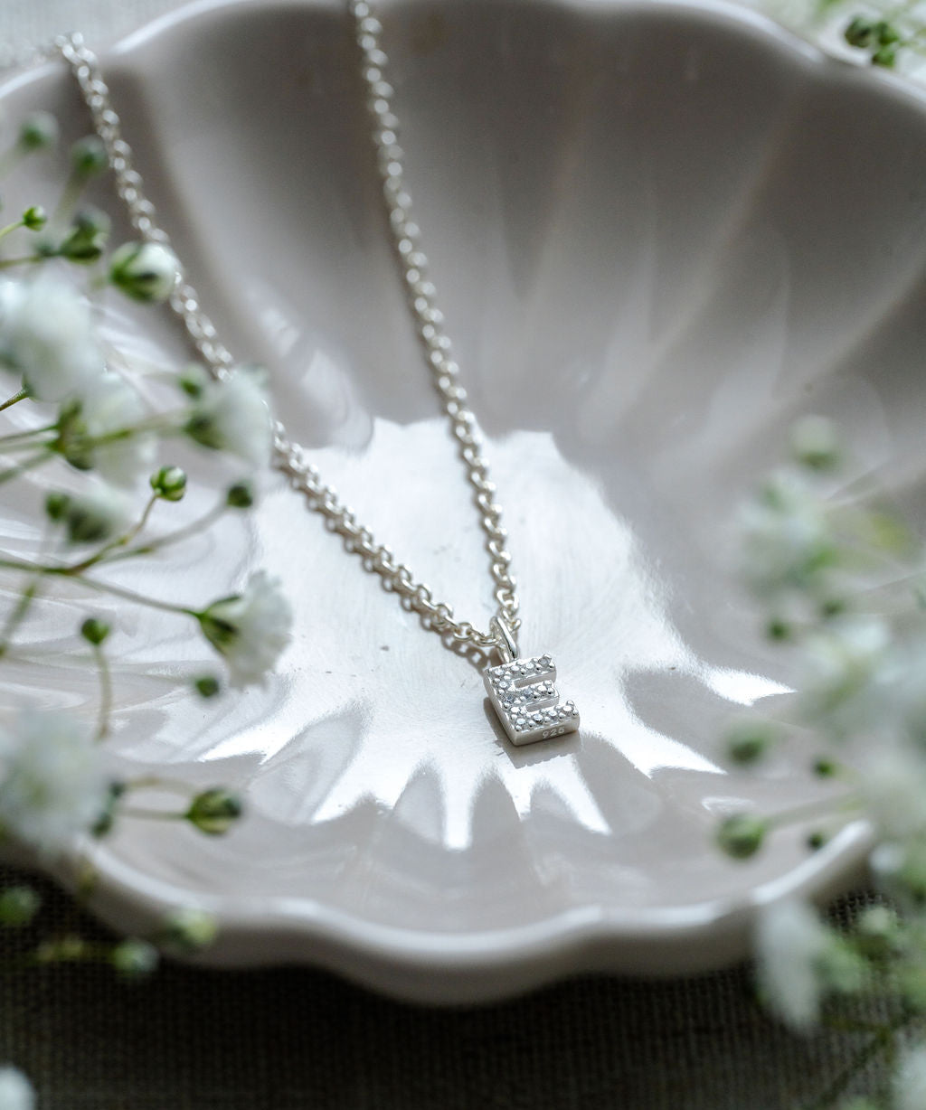 silver necklace with alphabet initial personalised necklace
