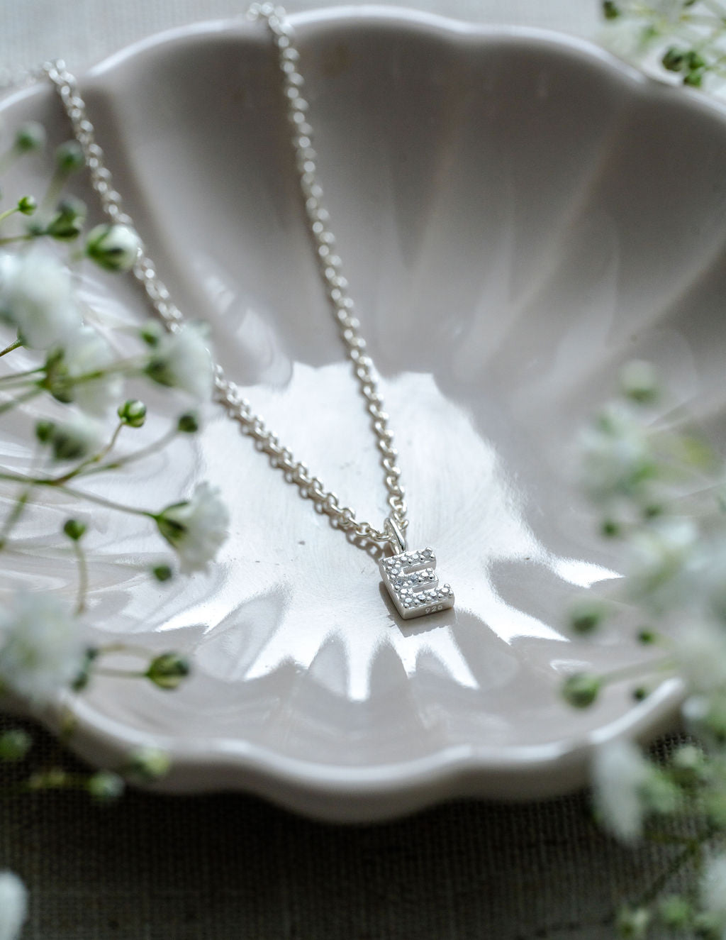 silver necklace with alphabet initial personalised necklace