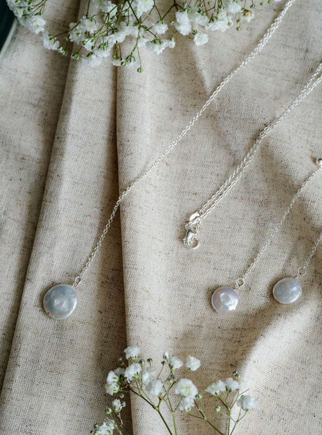 necklace with coin pearl pendants 