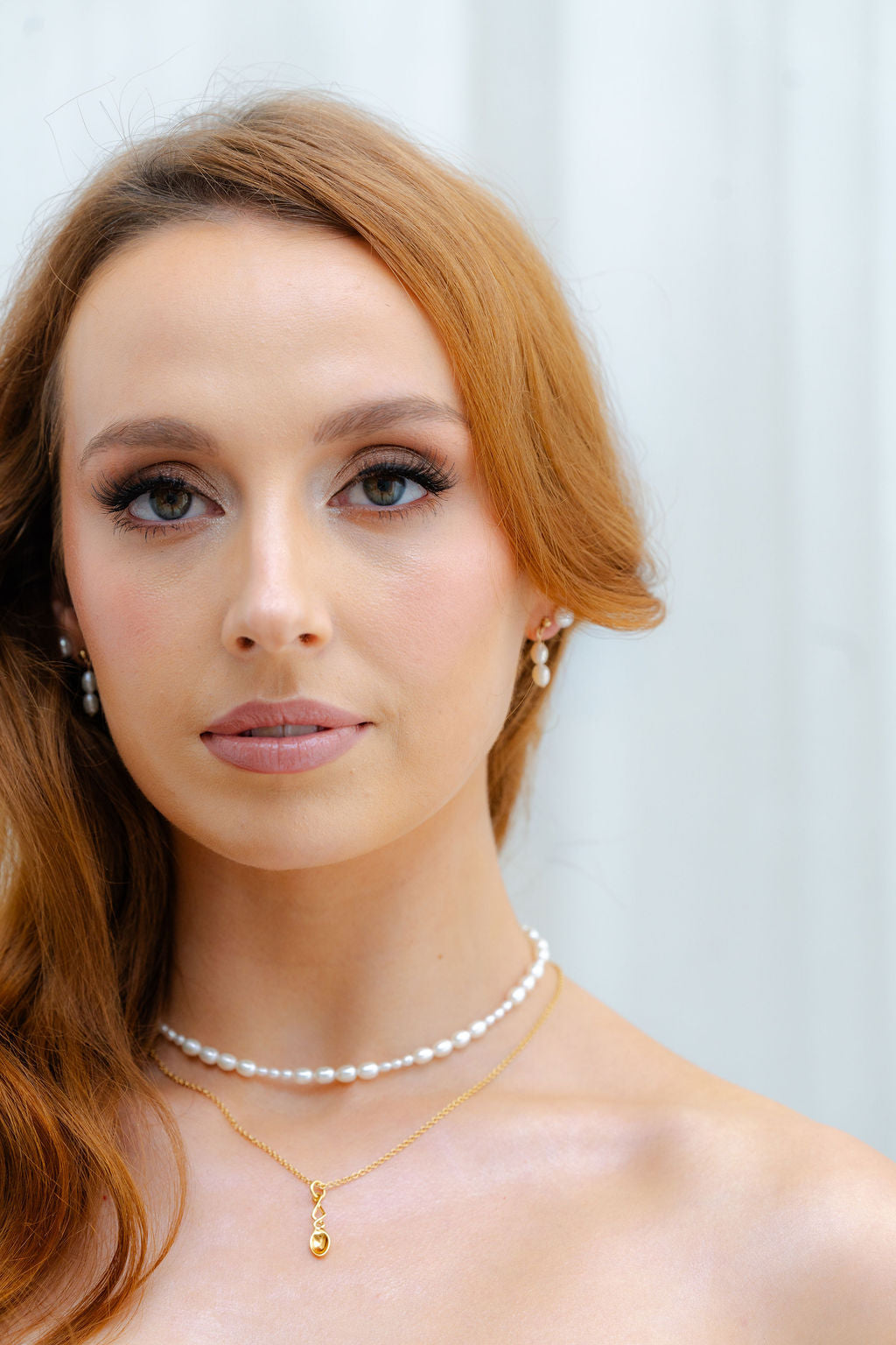 Gold lovespoon necklace with pearl necklace 