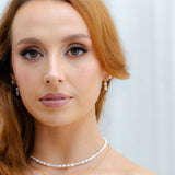 Gold lovespoon necklace with pearl necklace 