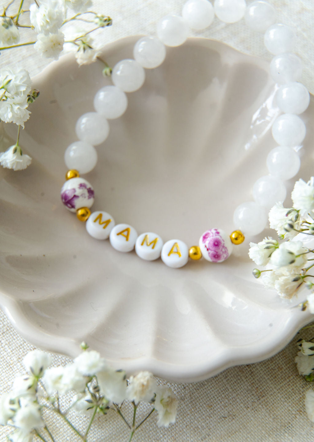 Natural jade bracelet for mum with personalised initials image 2