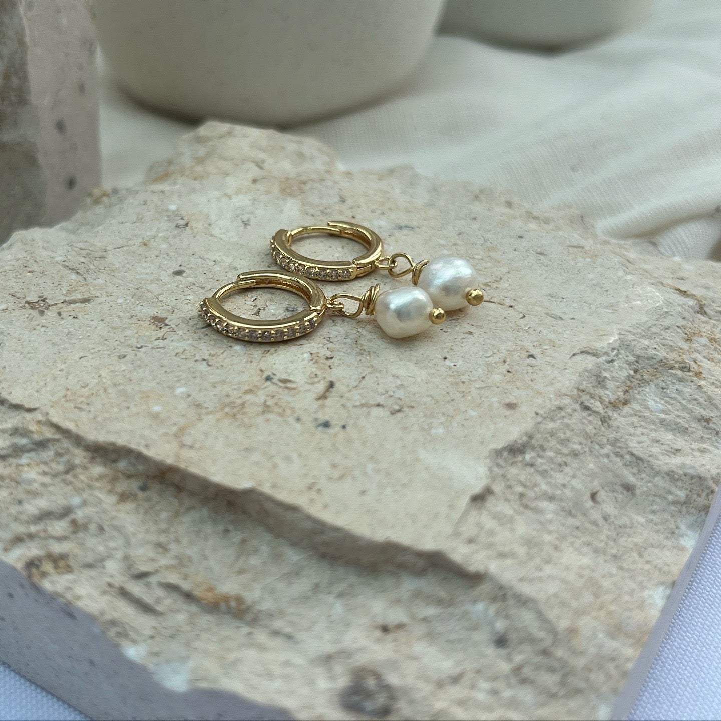 Sophia Gold Pearl Earrings image 3