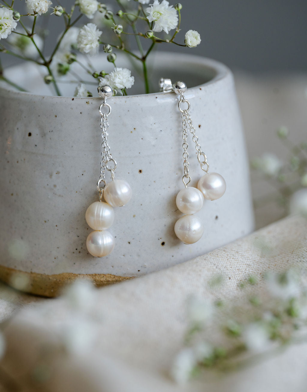 Beau Sterling Silver Pearl Earrings image 4