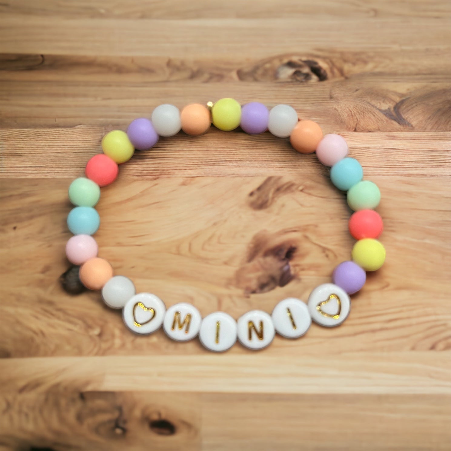 Multicoloured Beaded Personalised Children's Bracelet image 1