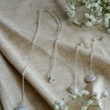 Silver pearl necklace with pearl earrings gift set 